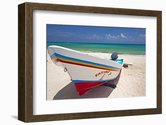 Fishing Boat on Playa Del Carmen, Mexico-George Oze-Framed Photographic Print