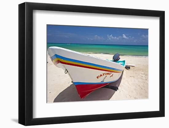 Fishing Boat on Playa Del Carmen, Mexico-George Oze-Framed Photographic Print