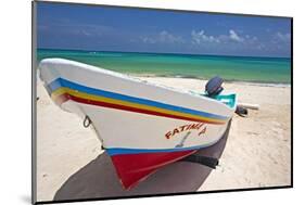 Fishing Boat on Playa Del Carmen, Mexico-George Oze-Mounted Photographic Print