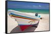 Fishing Boat on Playa Del Carmen, Mexico-George Oze-Framed Stretched Canvas