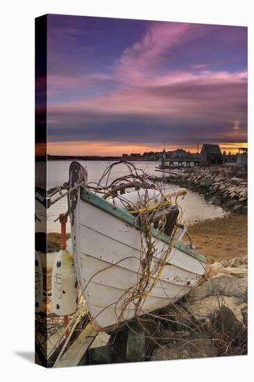 Fishing Boat on Shore-Lantern Press-Stretched Canvas