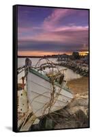 Fishing Boat on Shore-Lantern Press-Framed Stretched Canvas