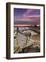 Fishing Boat on Shore-Lantern Press-Framed Art Print