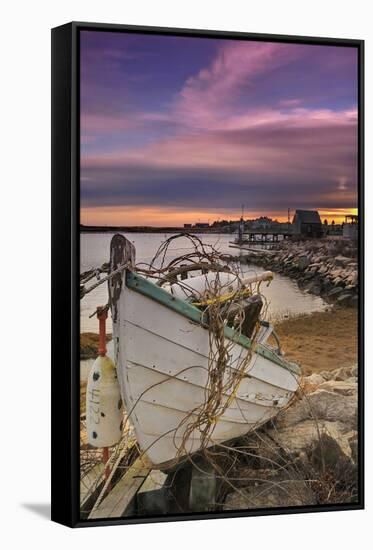 Fishing Boat on Shore-Lantern Press-Framed Stretched Canvas