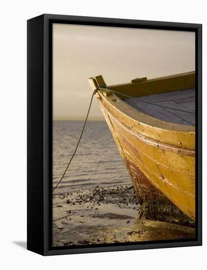 Fishing Boat on the Beach at Low Tide, Ilha Do Mozambique-Julian Love-Framed Stretched Canvas