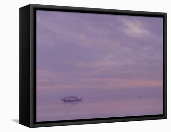 Fishing Boat on Vembanad Lake, Kerala-Derek Hare-Framed Stretched Canvas