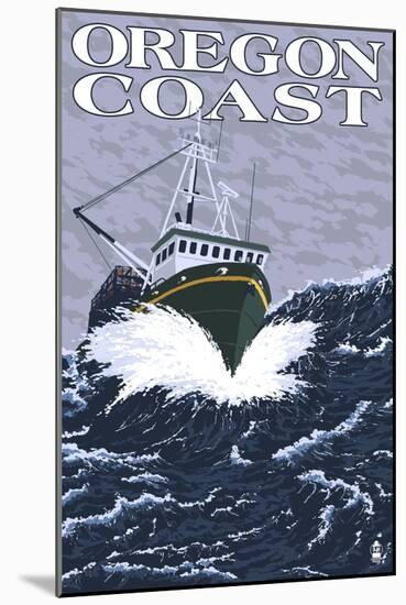 Fishing Boat - Oregon Coast, c.2009-Lantern Press-Mounted Art Print
