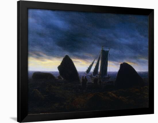 Fishing Boat Passing Figures on a beach by the Baltic-Caspar David Friedrich-Framed Giclee Print