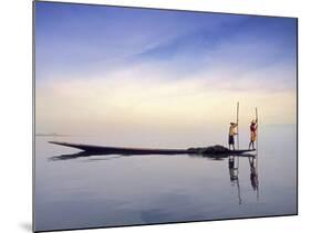 Fishing Boat Reflected on Inle Lake, Burma-Brian McGilloway-Mounted Photographic Print