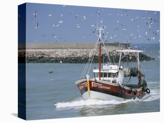 Fishing Boat Returning from Fishing, Deauville, Normandy, France-Guy Thouvenin-Stretched Canvas