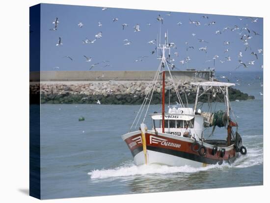 Fishing Boat Returning from Fishing, Deauville, Normandy, France-Guy Thouvenin-Stretched Canvas