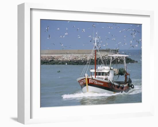 Fishing Boat Returning from Fishing, Deauville, Normandy, France-Guy Thouvenin-Framed Photographic Print