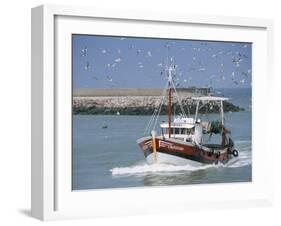 Fishing Boat Returning from Fishing, Deauville, Normandy, France-Guy Thouvenin-Framed Photographic Print