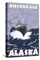 Fishing Boat Scene, Anchorage, Alaska-Lantern Press-Stretched Canvas