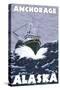 Fishing Boat Scene, Anchorage, Alaska-Lantern Press-Stretched Canvas