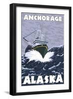 Fishing Boat Scene, Anchorage, Alaska-Lantern Press-Framed Art Print