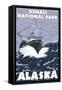 Fishing Boat Scene, Denali National Park, Alaska-Lantern Press-Framed Stretched Canvas