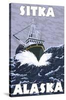 Fishing Boat Scene, Sitka, Alaska-Lantern Press-Stretched Canvas