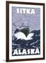 Fishing Boat Scene, Sitka, Alaska-Lantern Press-Framed Art Print
