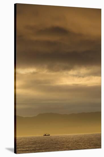 Fishing Boat Silhouetted at Sunset, the Minch, Between Nw Highlands and the Hebrides, Scotland, UK-Peter Cairns-Stretched Canvas