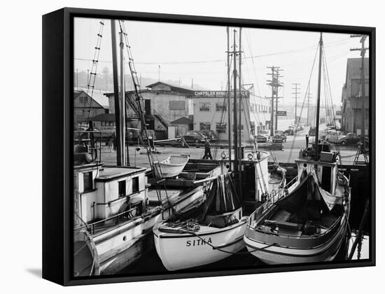 Fishing Boat Sitka and Others Moored at Seattle Docks-Ray Krantz-Framed Stretched Canvas