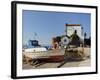 Fishing Boat Stella on Ramp Near Small Chapel at Skala Sikaminia, Lesbos (Lesvos), Greece-Nick Upton-Framed Photographic Print