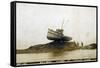 Fishing Boat, Sunrise Ashore at Channel Island, Alaska-null-Framed Stretched Canvas