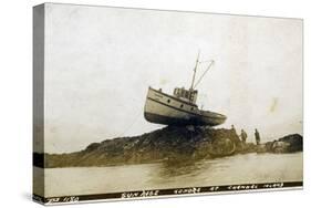 Fishing Boat, Sunrise Ashore at Channel Island, Alaska-null-Stretched Canvas