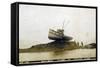 Fishing Boat, Sunrise Ashore at Channel Island, Alaska-null-Framed Stretched Canvas