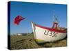 Fishing Boat with Red Flag on the Beach, Aldeburgh, Suffolk, England, UK, Europe-Lee Frost-Stretched Canvas