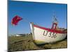 Fishing Boat with Red Flag on the Beach, Aldeburgh, Suffolk, England, UK, Europe-Lee Frost-Mounted Photographic Print