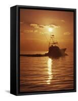 Fishing Boat with Sunset Sky-null-Framed Stretched Canvas