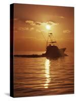Fishing Boat with Sunset Sky-null-Stretched Canvas