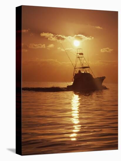 Fishing Boat with Sunset Sky-null-Stretched Canvas