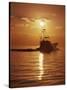 Fishing Boat with Sunset Sky-null-Stretched Canvas