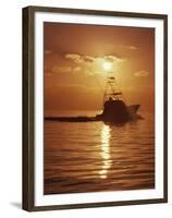 Fishing Boat with Sunset Sky-null-Framed Premium Photographic Print