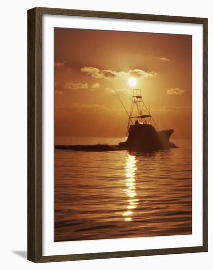 Fishing Boat with Sunset Sky-null-Framed Premium Photographic Print