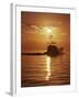 Fishing Boat with Sunset Sky-null-Framed Premium Photographic Print