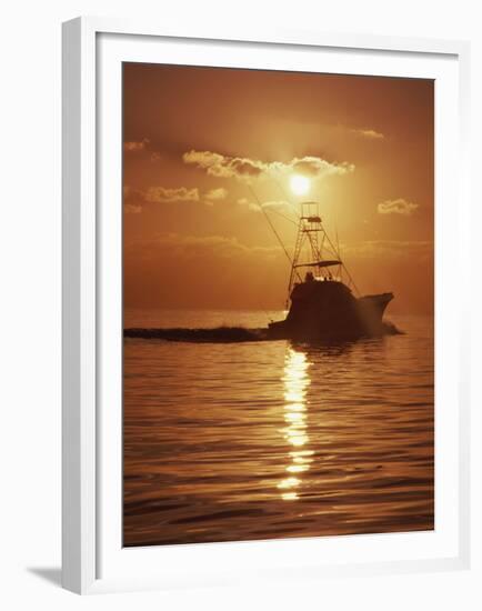 Fishing Boat with Sunset Sky-null-Framed Premium Photographic Print