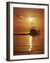 Fishing Boat with Sunset Sky-null-Framed Premium Photographic Print