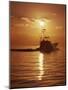 Fishing Boat with Sunset Sky-null-Mounted Photographic Print