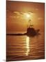 Fishing Boat with Sunset Sky-null-Mounted Photographic Print