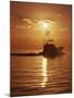 Fishing Boat with Sunset Sky-null-Mounted Photographic Print