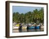 Fishing Boats Along the Backwaters, Near Alappuzha (Alleppey), Kerala, India, Asia-Stuart Black-Framed Photographic Print