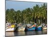 Fishing Boats Along the Backwaters, Near Alappuzha (Alleppey), Kerala, India, Asia-Stuart Black-Mounted Photographic Print