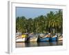 Fishing Boats Along the Backwaters, Near Alappuzha (Alleppey), Kerala, India, Asia-Stuart Black-Framed Photographic Print