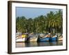 Fishing Boats Along the Backwaters, Near Alappuzha (Alleppey), Kerala, India, Asia-Stuart Black-Framed Photographic Print