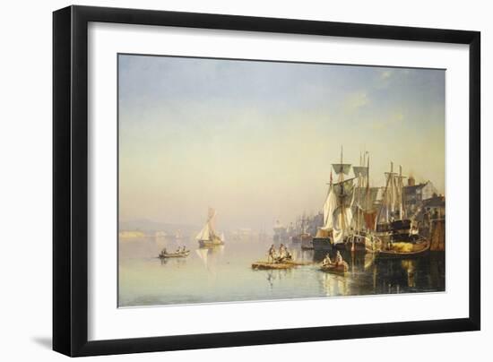 Fishing Boats and Barges on the Thames at Greenwich-Carl Neumann-Framed Giclee Print