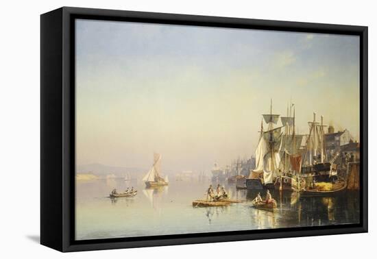 Fishing Boats and Barges on the Thames at Greenwich-Carl Neumann-Framed Stretched Canvas