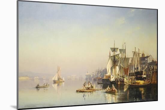 Fishing Boats and Barges on the Thames at Greenwich-Carl Neumann-Mounted Giclee Print